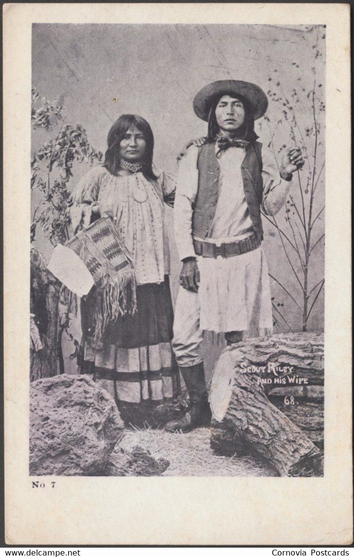 Scout Riley & His Wife, Globe, Arizona, C.1905 - Postcard - Native Americans