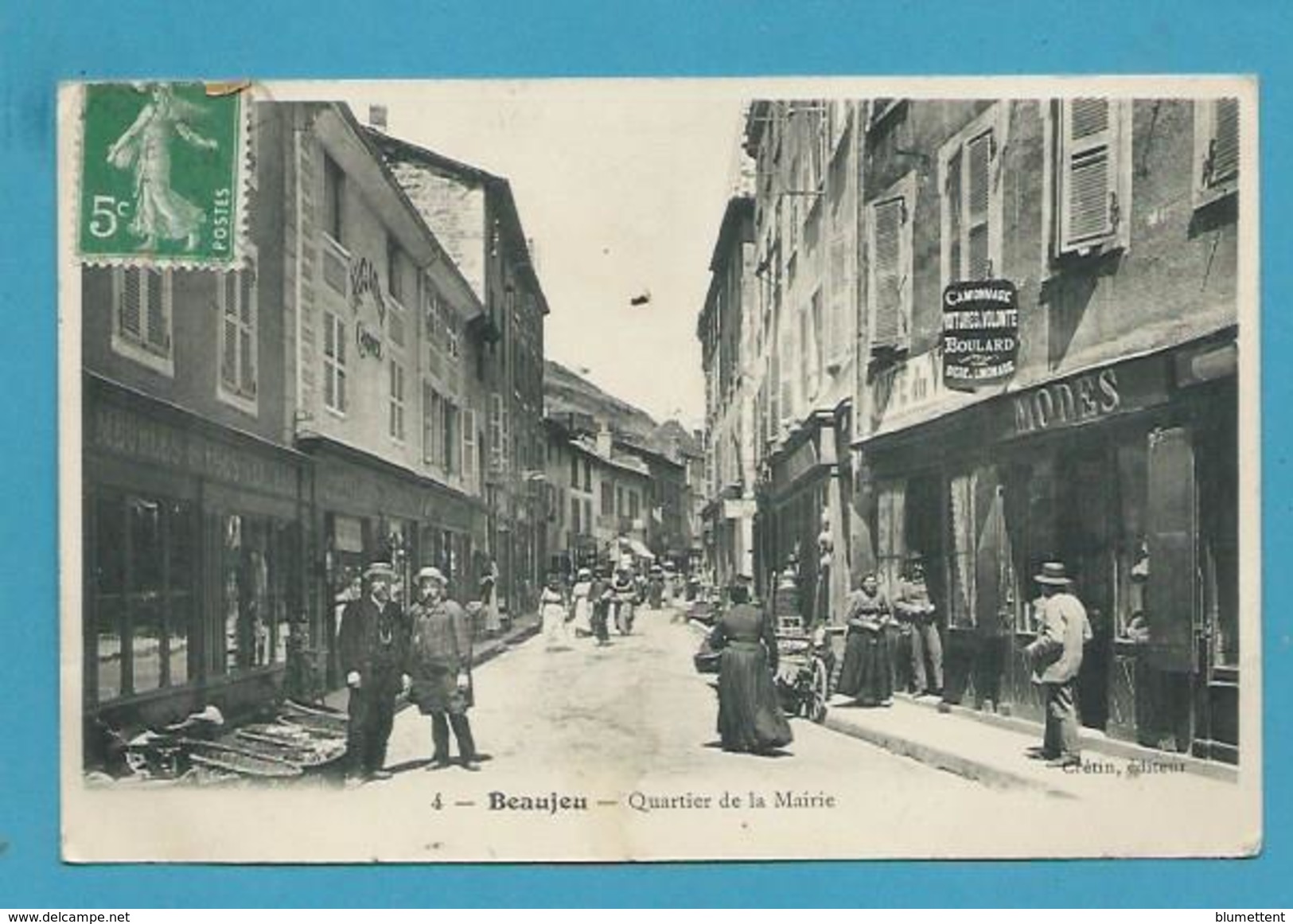 CPA 4 - Commerces Quartier De La Mairie BEAUJEU 69 - Beaujeu