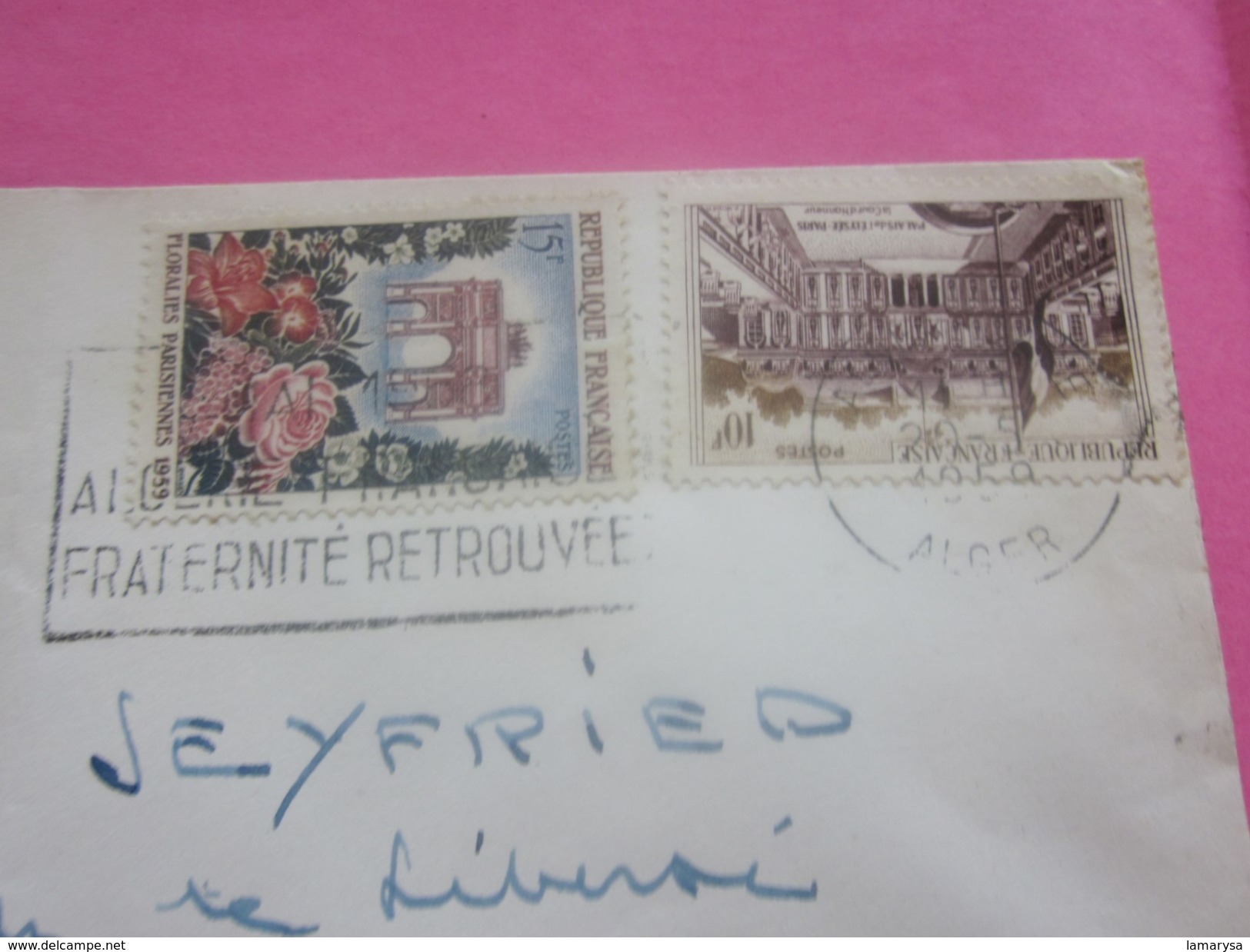 France (ex-Colonie Française) Algérie 1950-62-  2 Lettres & Document OMEC - Flamme(Timbre De Collection)ALGER -   NICE - Covers & Documents