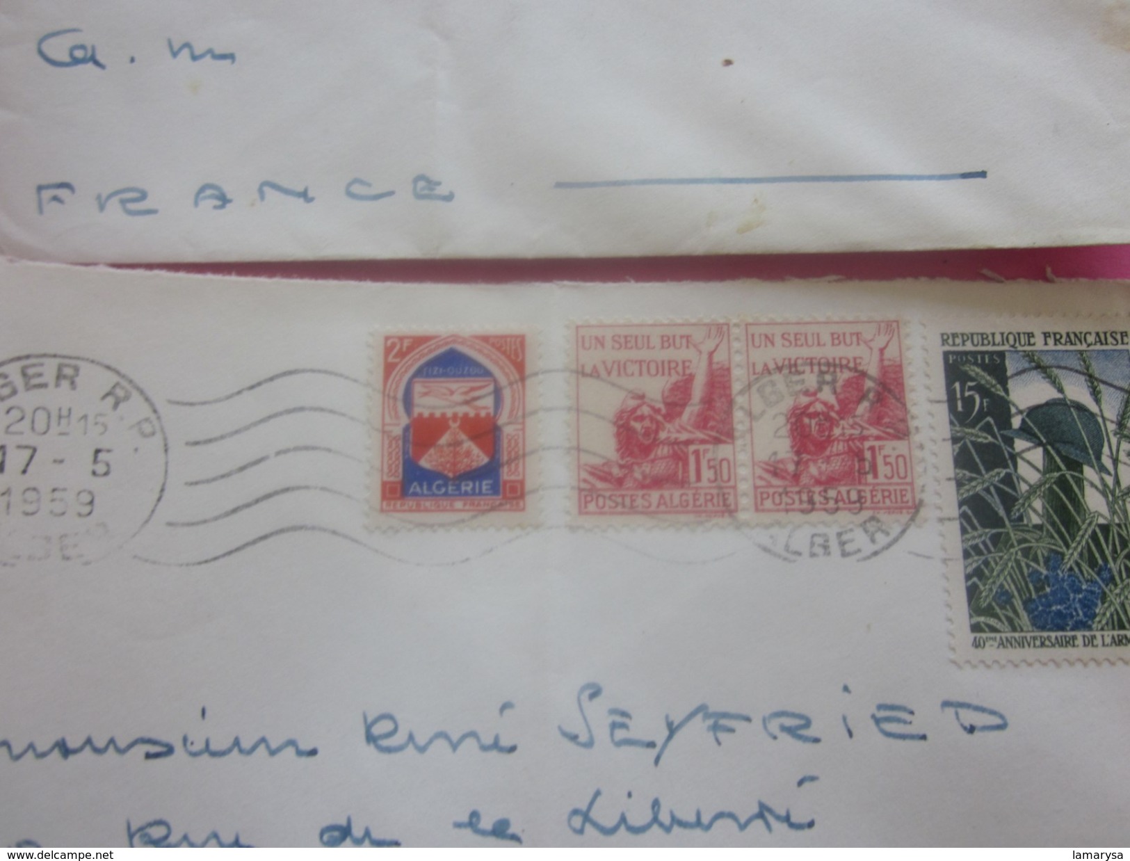 France (ex-Colonie Française) Algérie 1950-62-  2 Lettres & Document OMEC - Flamme(Timbre De Collection)ALGER -   NICE - Covers & Documents