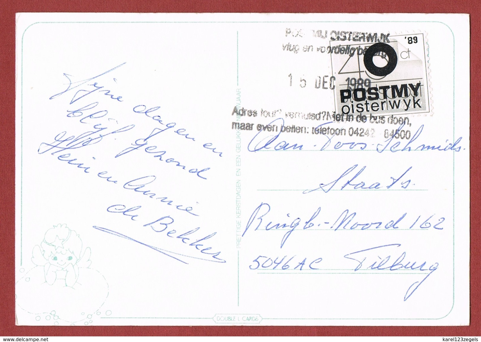 Private Post Oisterwyk Postmy 40 Cent  1989 Op Kaart - Poststempel