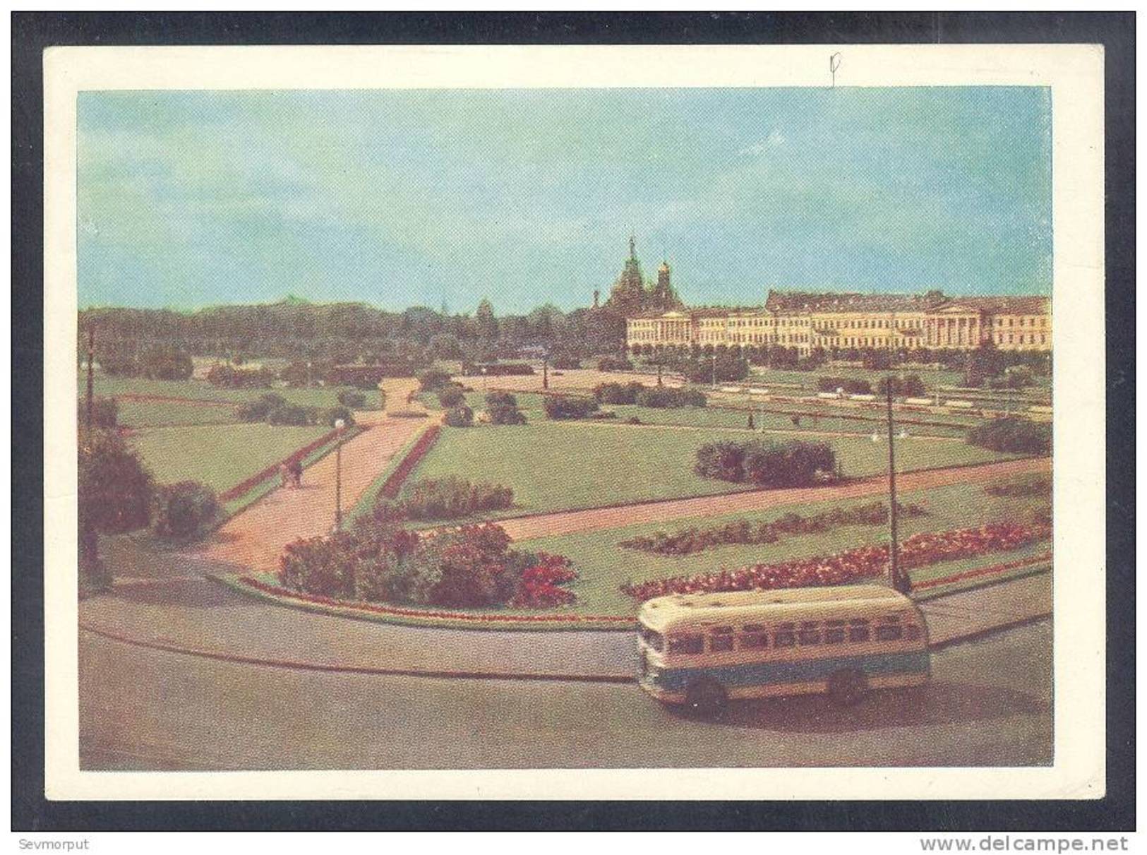 486 RUSSIA 1959 ENTIER POSTCARD 13128 (K9) Mint LENINGRAD PETERSBURG MARS FIELD SQUARE PARC BUS TRANSPORT CHURCH - 1950-59