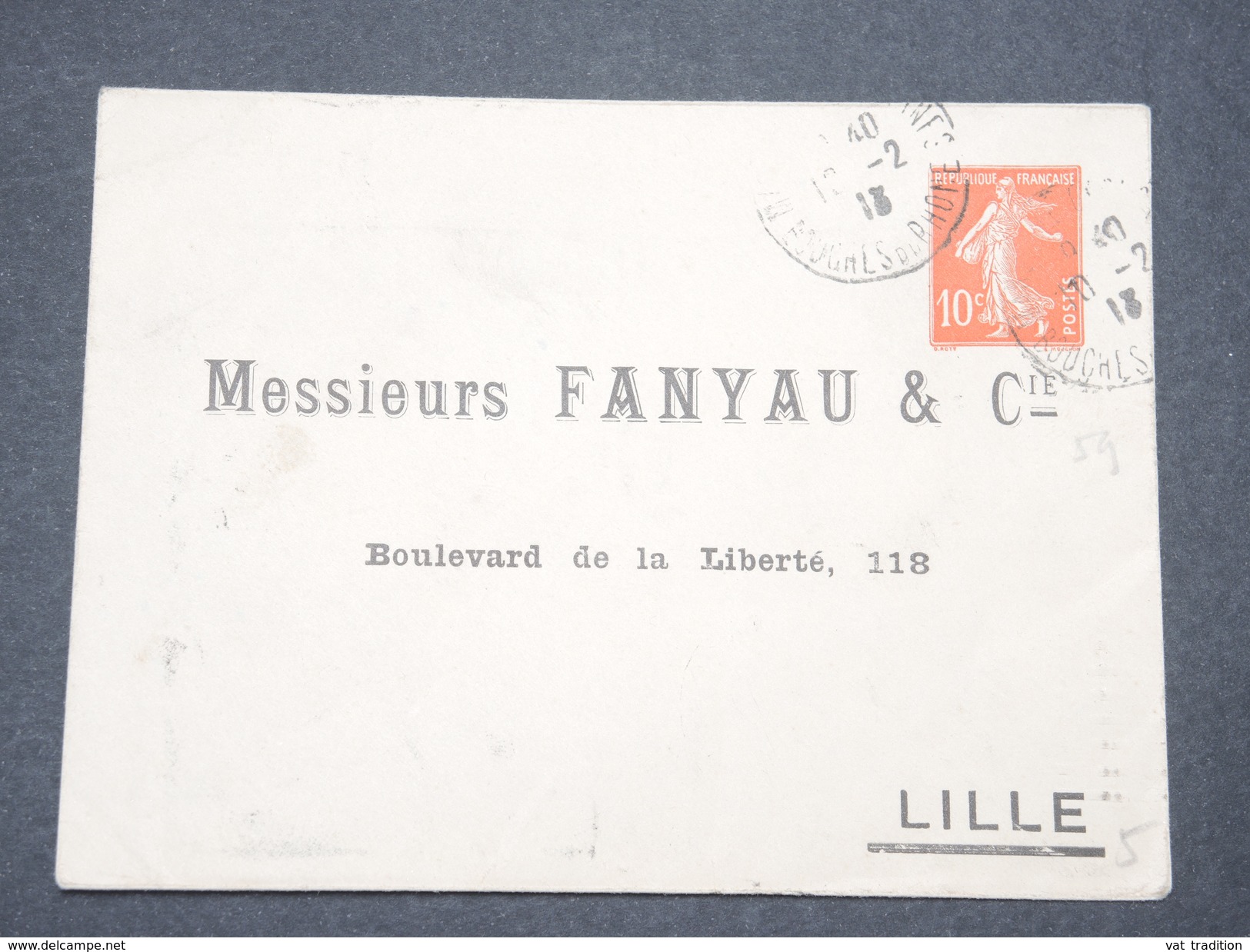 FRANCE - Enveloppe Type Semeuse Repiquage à Usage Commerciale Pour Lille En 1913 - L 8134 - Sobres Transplantados (antes 1995)