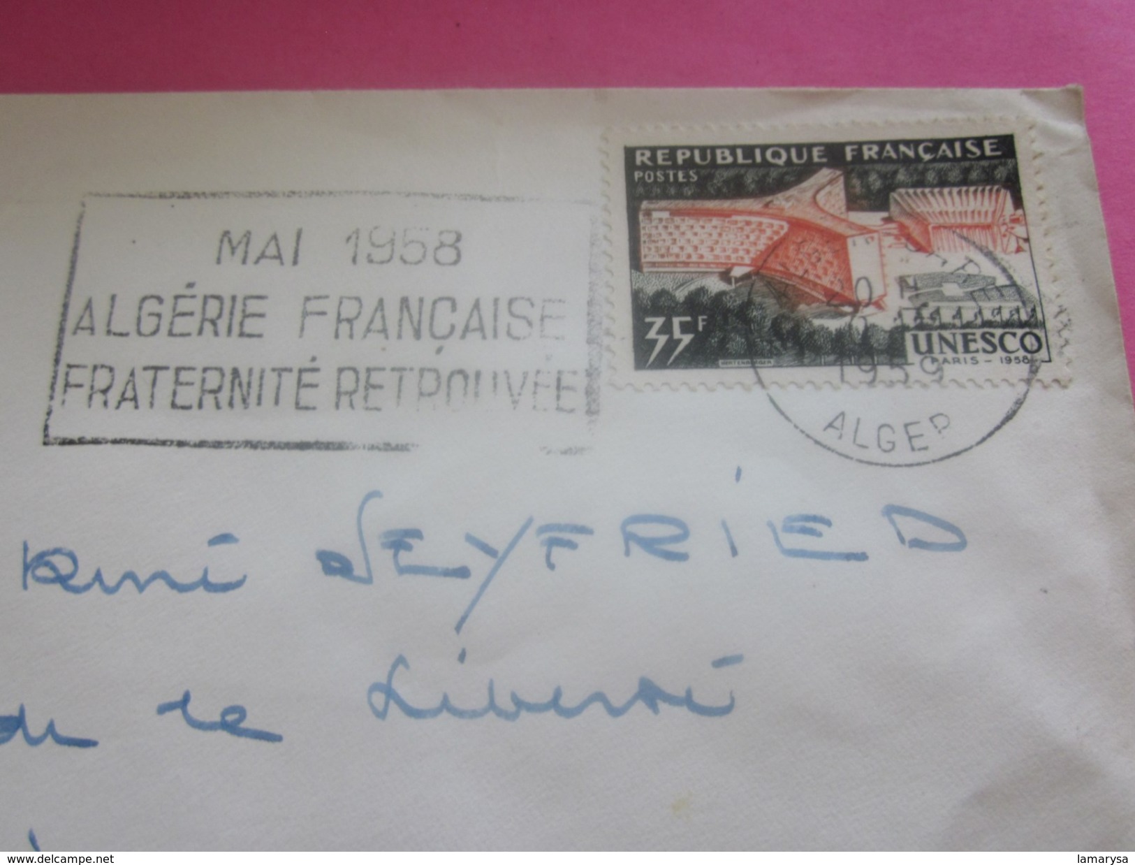 France(ex-Colonie Française)Algérie 1950-62-   2 Lettres & Document OMEC Flamme(Timbre De Collection) ALGER     NICE - Covers & Documents