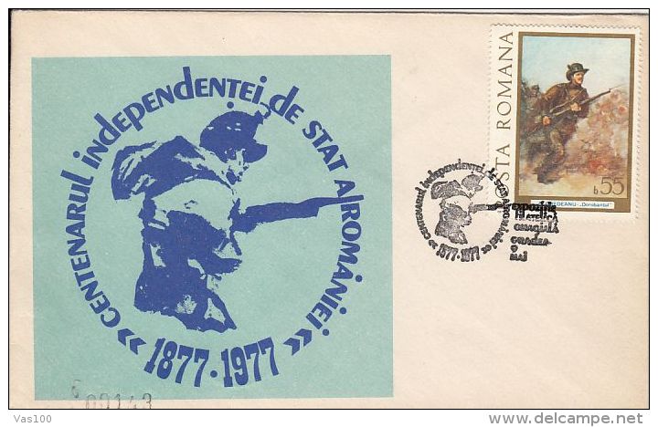 ROMANIAN STATE INDEPENDENCE CENTENARY, INDEPENDENCE WAR, SPECIAL COVER, 1977, ROMANIA - Covers & Documents