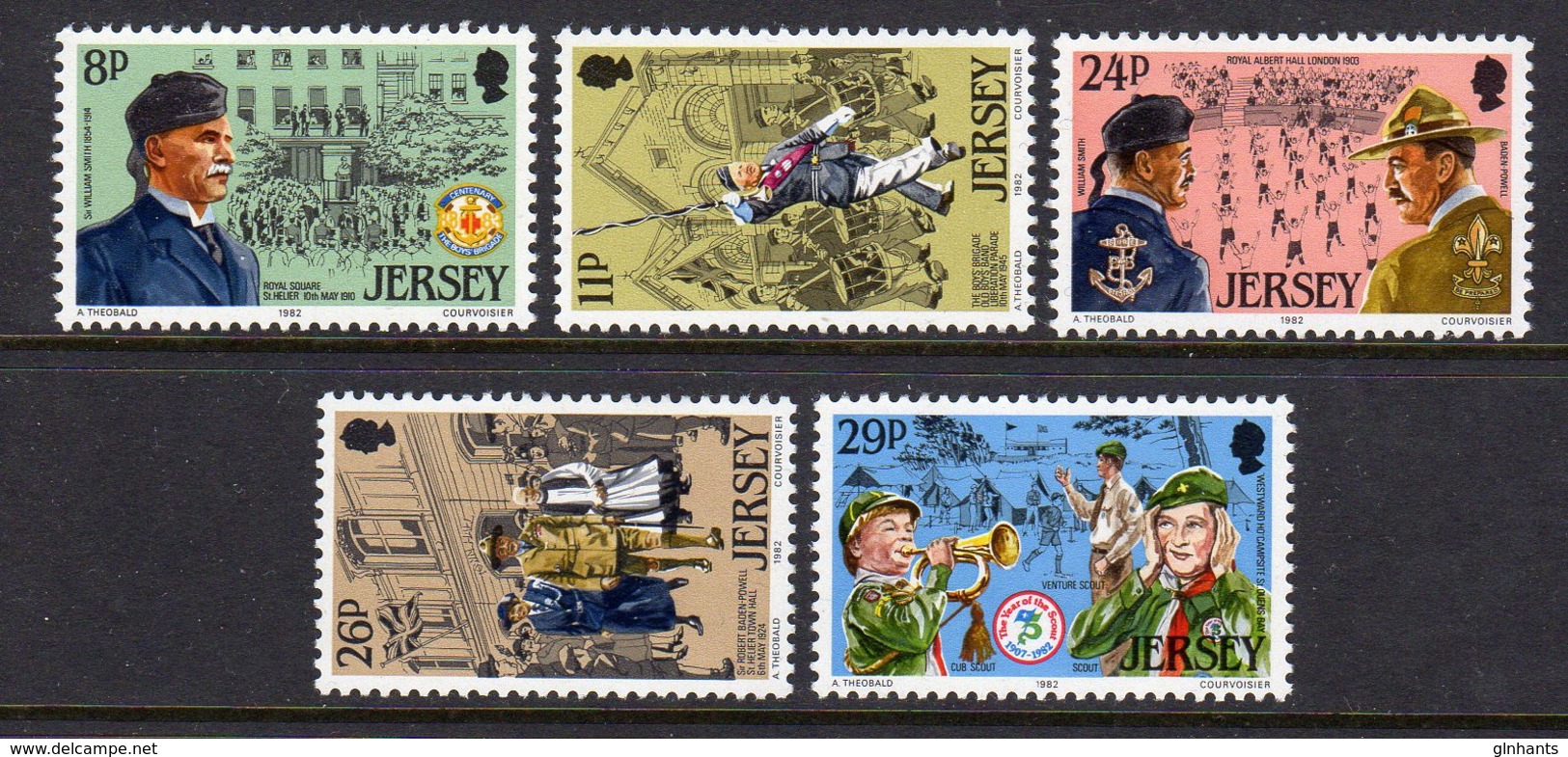 GB JERSEY - 1982 YOUTH ORGANISATIONS SCOUTS SET (5V) SG 299-303 FINE MNH ** - Jersey