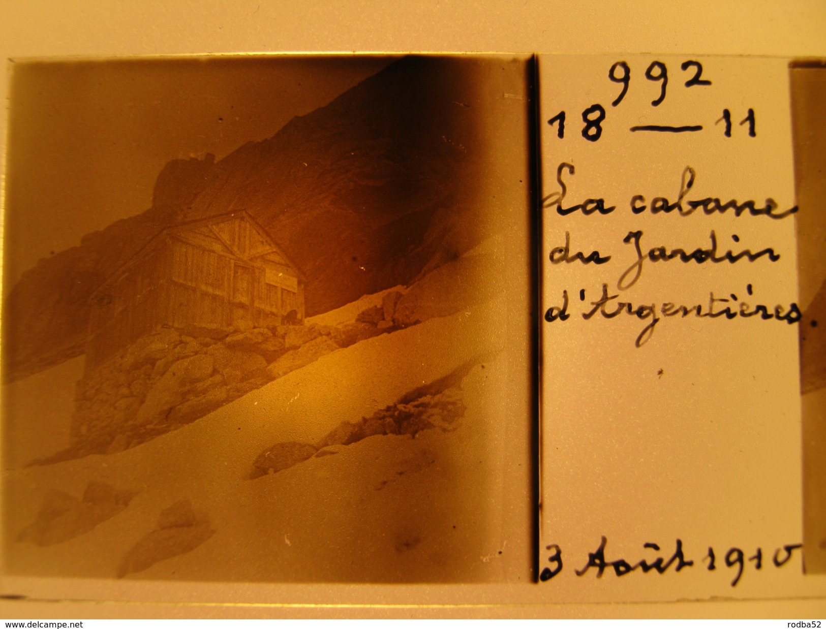 Photo Stéréoscopique -La Cabane Du Jardin D'Argentières  -  Mont Blanc - 1910 - Chamonix - Glass Slides