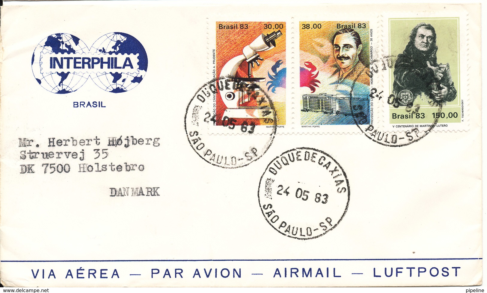Brazil Cover Sent To Denmark Sao Paulo 24-5-1983 With More Topic Stamps - Covers & Documents