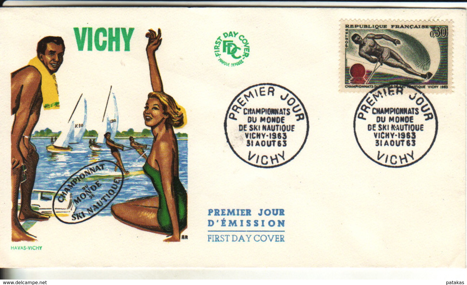 Championnats Du Monde De Ski Nautique Vichy 1963, Cachet Vichy Le 31 Août 1963 - 1960-1969