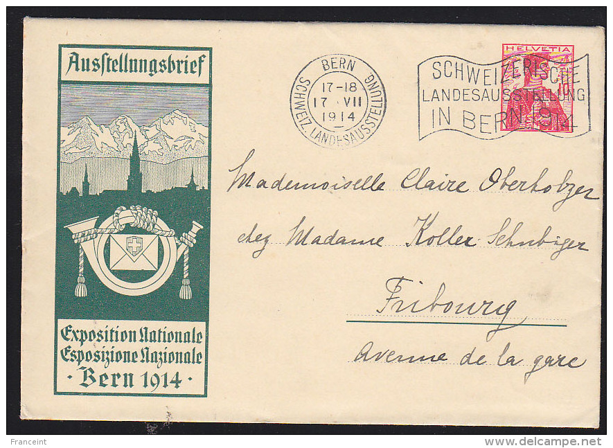 SWITZERLAND (1914) Bern National Exhibition*.  Postal Stationery Envelope (O) With Illustrated Announcement Of And Speci - Stamped Stationery