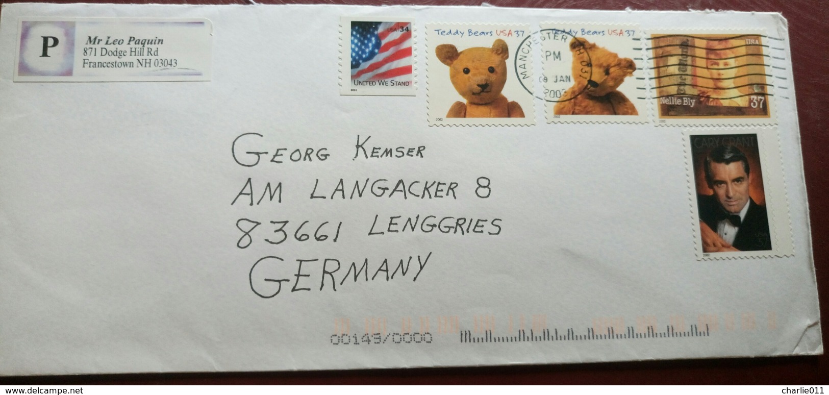 TEDDY BEARS-37 C-NELLIE BLY-CARY GRANT-MANCHESTER-USA-GERMANY-2003 - Briefe U. Dokumente