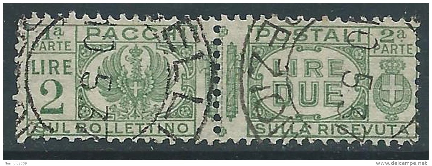 1927-32 REGNO USATO PACCHI POSTALI 2 LIRE - Z6-3 - Paketmarken