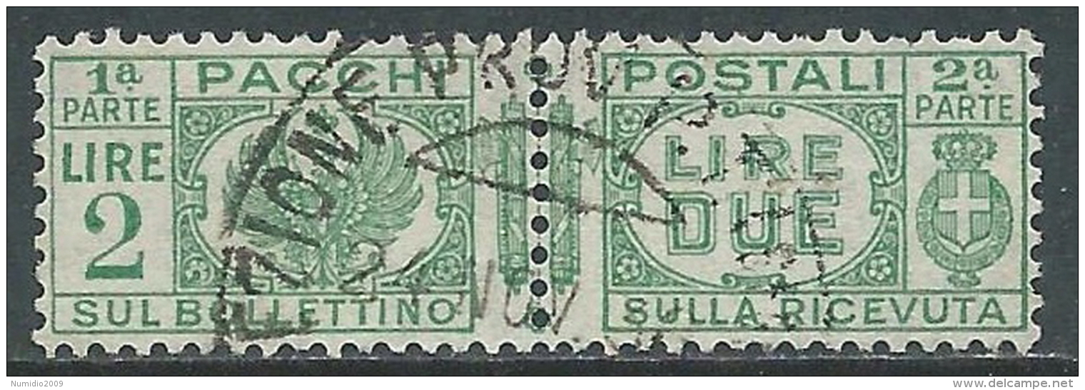 1927-32 REGNO USATO PACCHI POSTALI 2 LIRE - Z7-4 - Postal Parcels