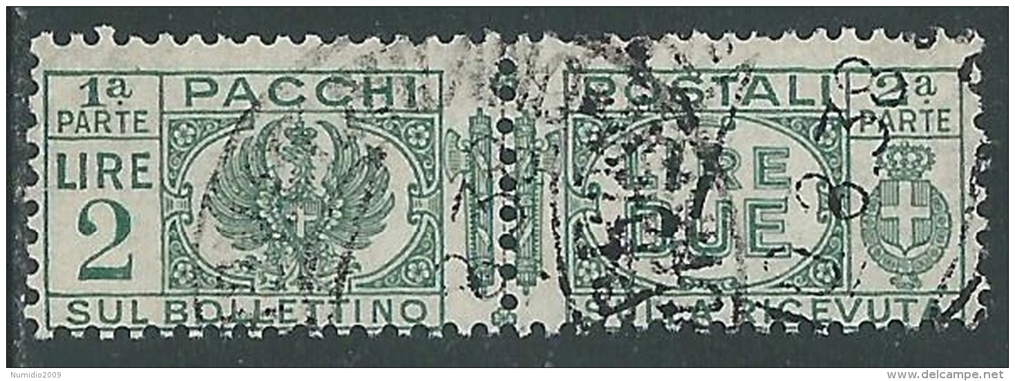 1927-32 REGNO USATO PACCHI POSTALI 2 LIRE - Z10-6 - Paketmarken