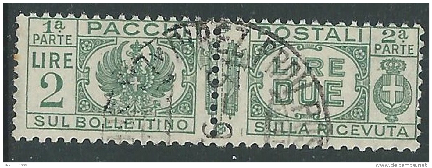 1927-32 REGNO USATO PACCHI POSTALI 2 LIRE - Z12 - Paketmarken