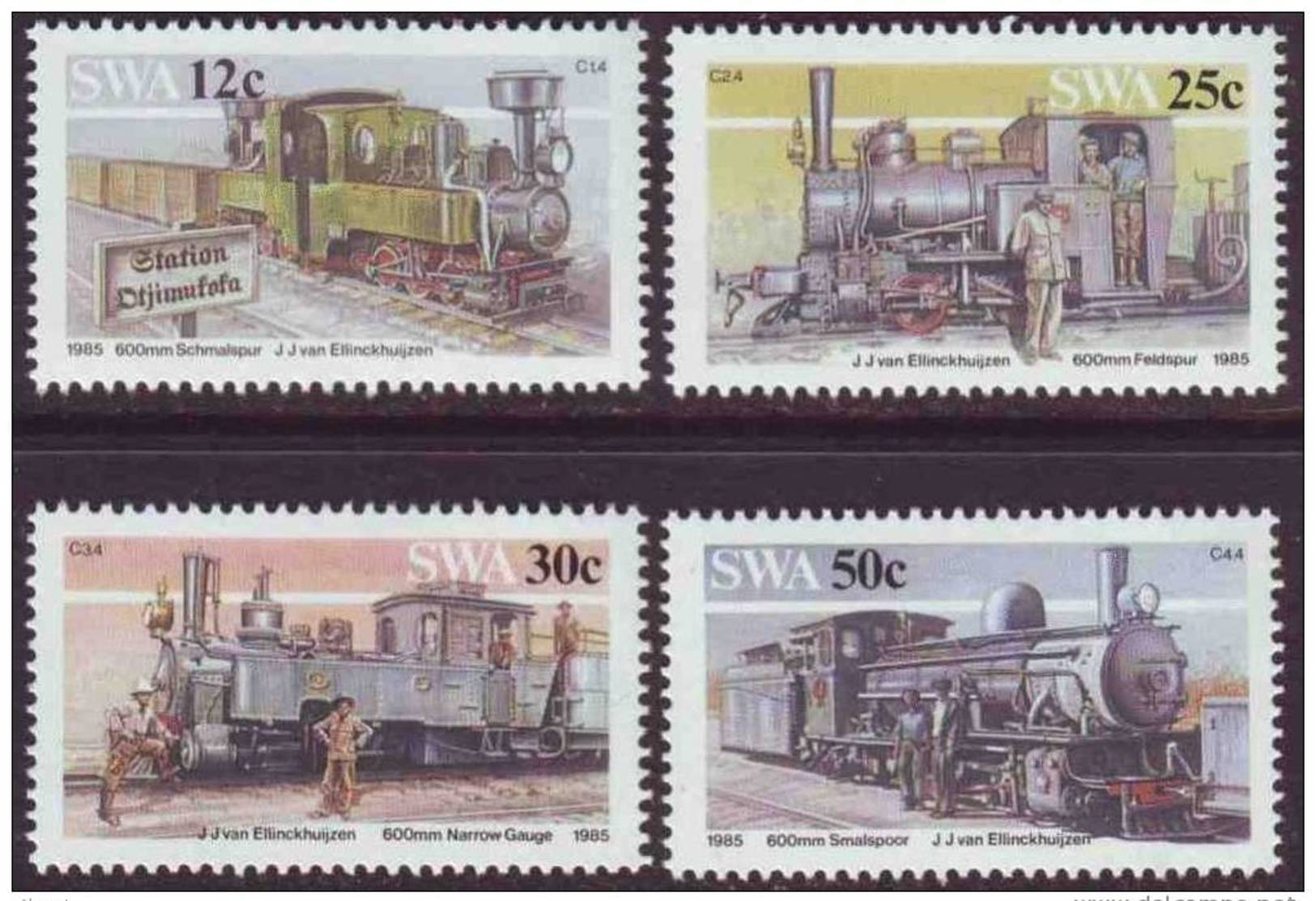 D90819 South West Africa 1985 STEAM TRAINS MNH Set   - SWA Namibia Namibie Sudwes Afrika - Namibië (1990- ...)