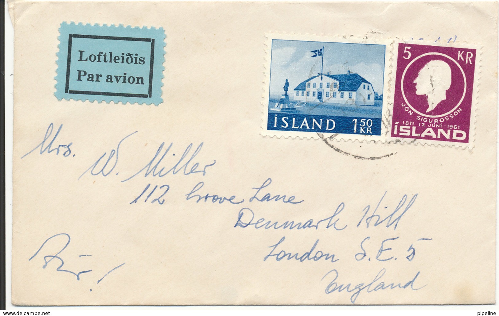 Iceland Small Cover Sent To England 1961 - Cartas & Documentos