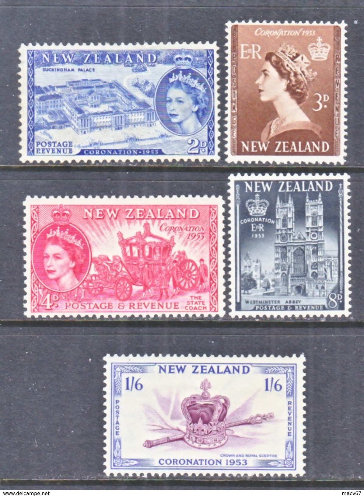 NEW  ZEALAND  280-4  *  Q E II  CORONATION  1953 - Unused Stamps