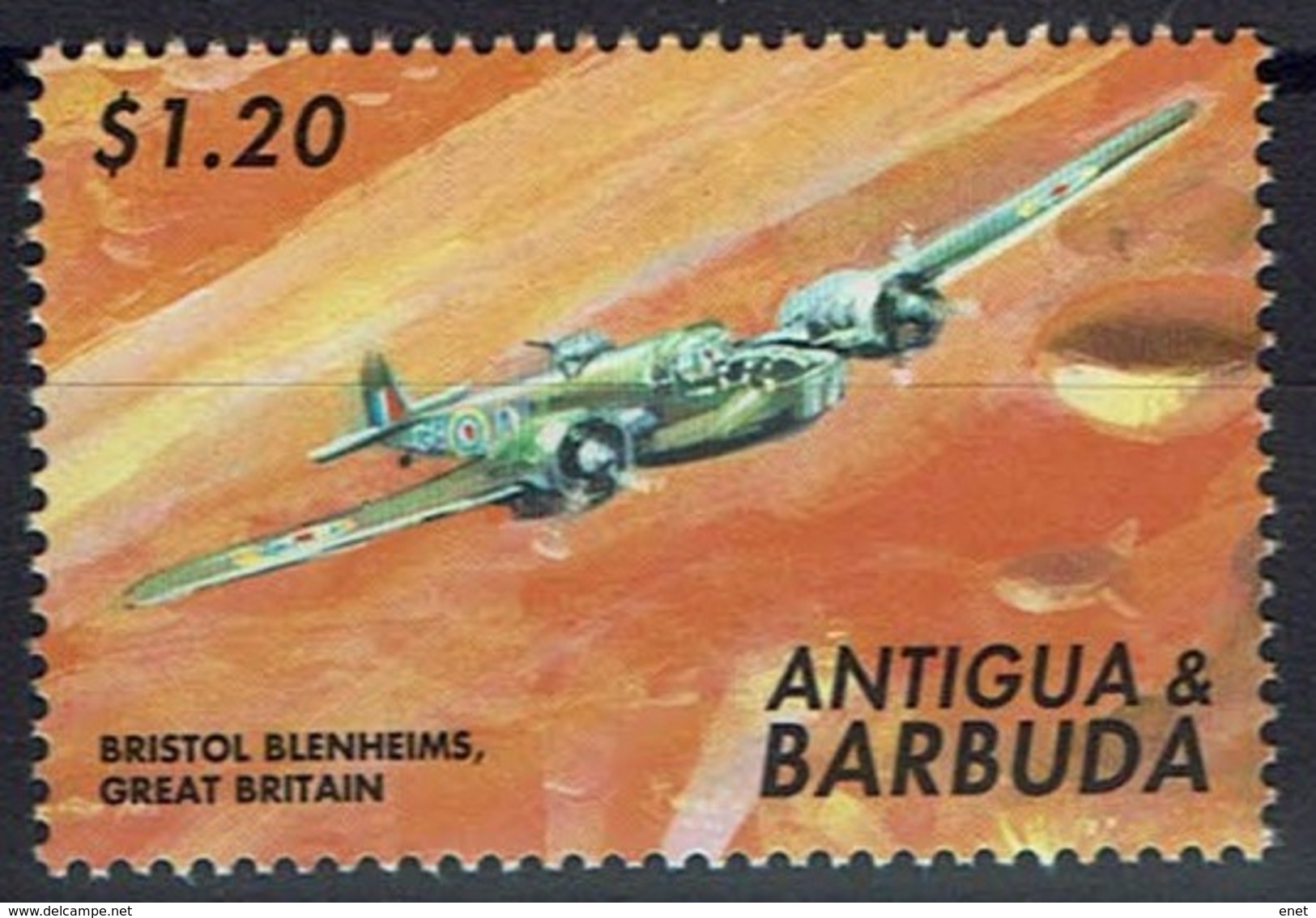 Antigua Und Barbuda 2000 - MiNr 3329 - Flugzeug Bristol-Blenheim Mit Geschützkanzel - Flugzeuge