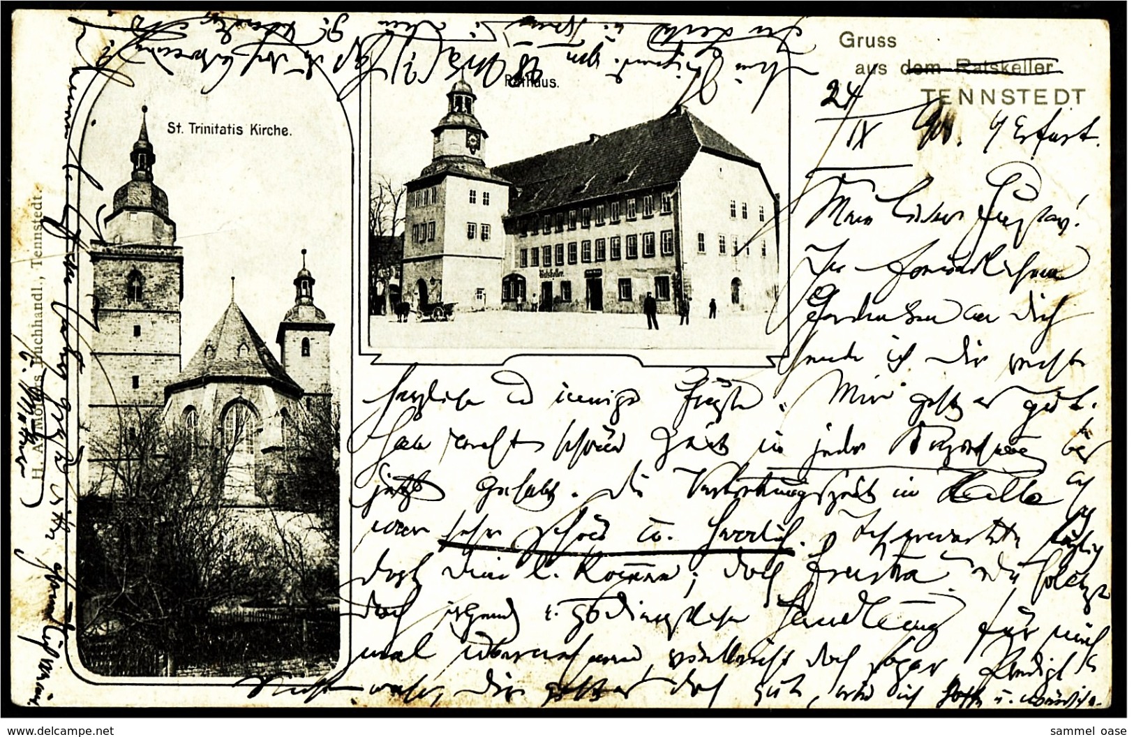 Tennstedt Mit Rathaus, Ratskeller, St. Trinitatis Kirche  -  Ansichtskarte Ca.1903   (7181) - Bad Tennstedt
