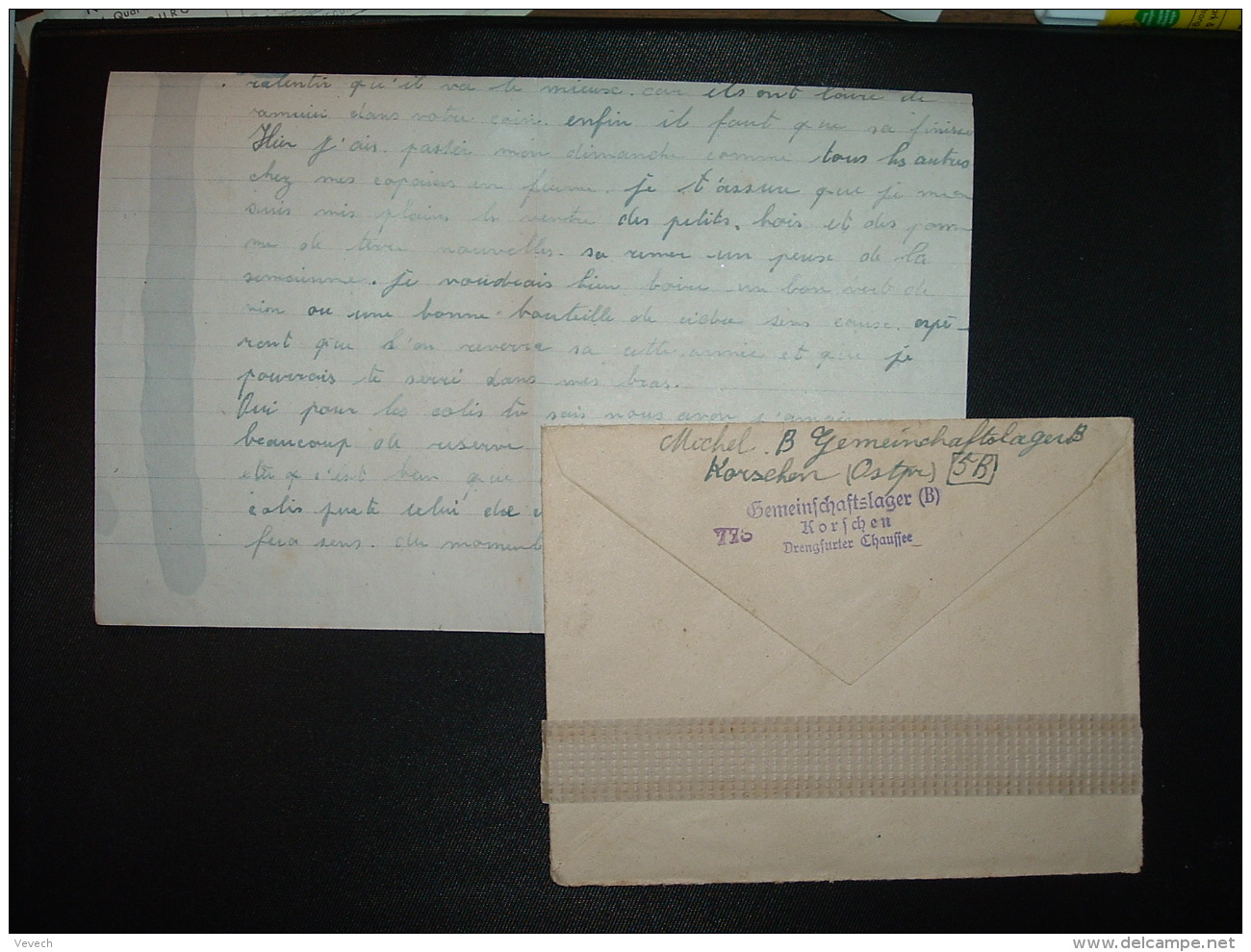 LETTRE TP 25 OBL.08 8 44 KORSCHEN + Gemeinschaftslager (B) Korschen Drengfurter Chaussee + CENSURE  + VERIFICATION ENCRE - Guerre De 1939-45