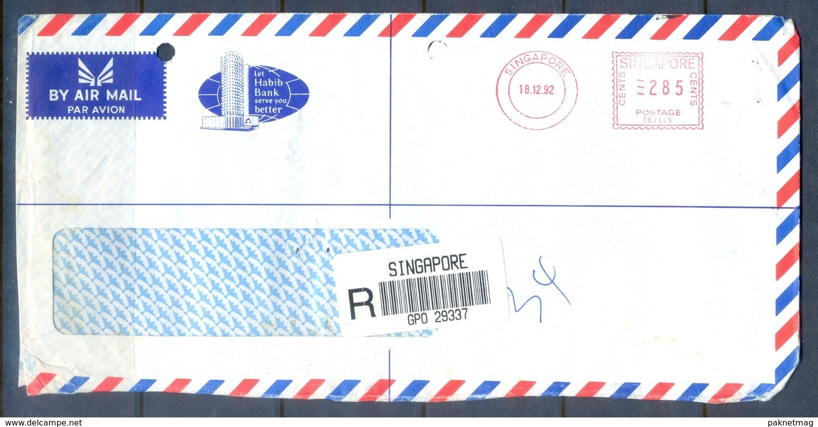 C235- Postal Used Cover Of Singapore. Metter Mark On Cover. - Singapore (1959-...)