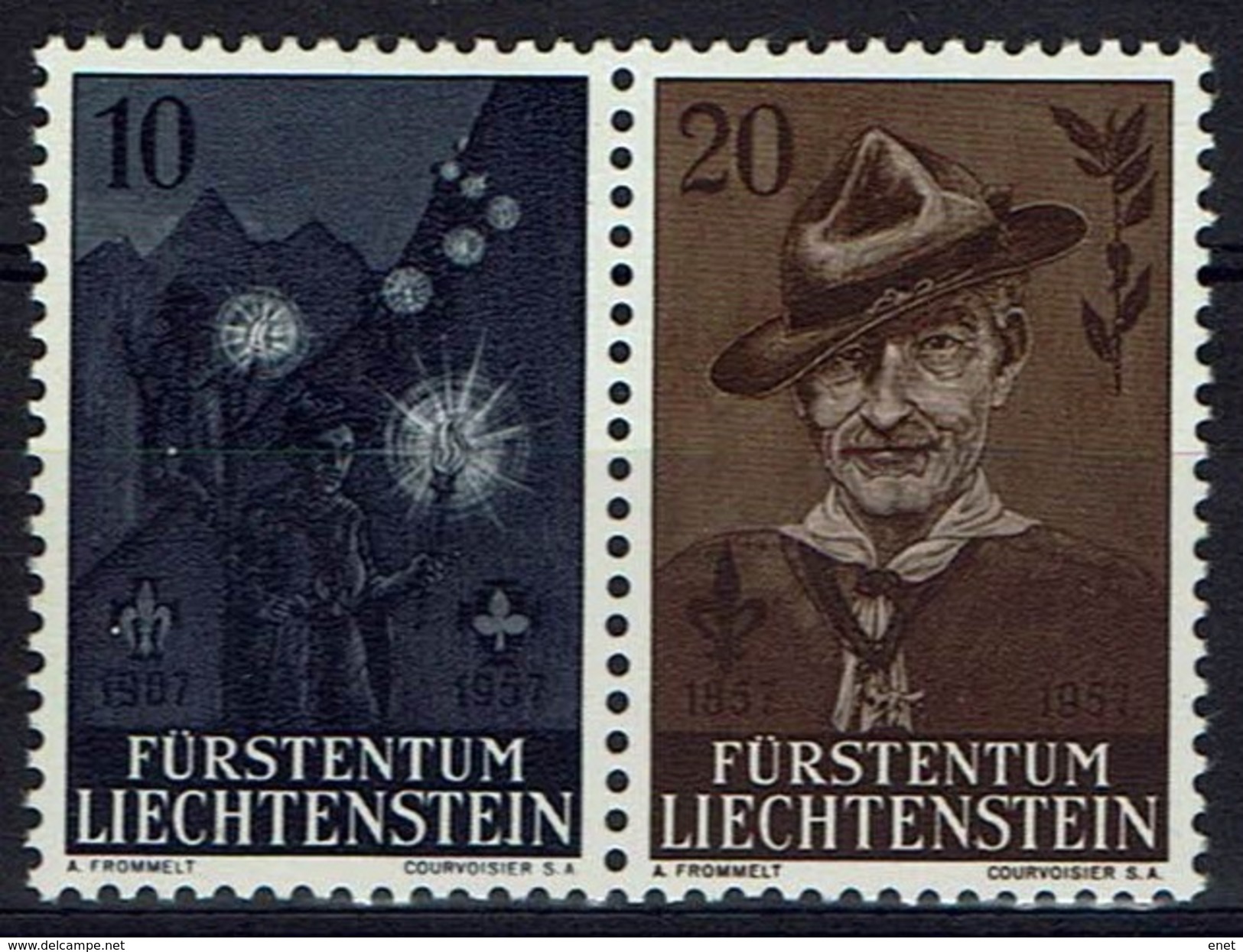 Liechtenstein 1957 - MiNr 360-361 - Pfadfinderbewegung - Robert Baden-Powell - Ungebraucht