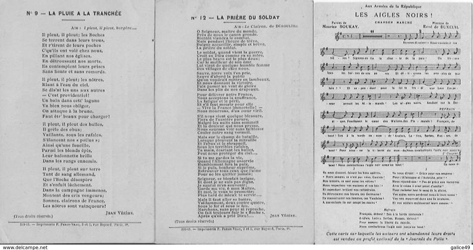 6195 Lot De 7 CPA Chansons Du Poilu ( Chanson ) - Patriotiques