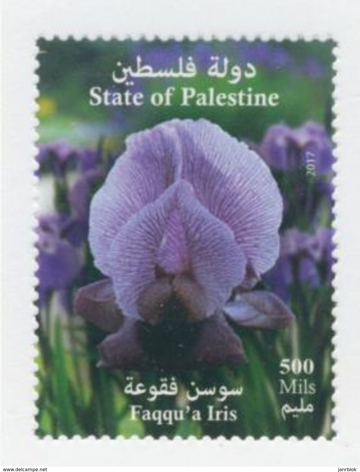 Palestine 378, Palestina, Palestinian Authority,  West Bank Issue 2017:  Iris, National Flower, MNH - Palestine