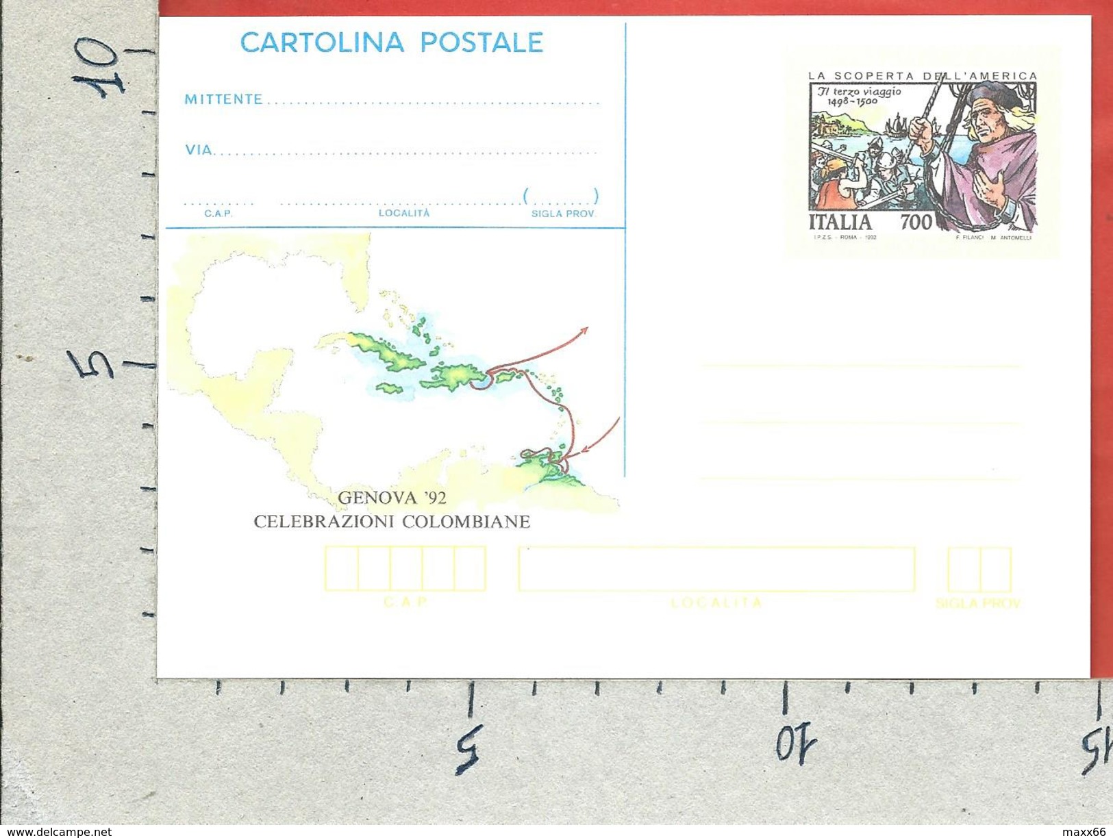 ITALIA REPUBBLICA CARTOLINA POSTALE MNH - 1992 - Celebrazioni Colombiane - Terzo Viaggio - £ 700 - C224 - Interi Postali