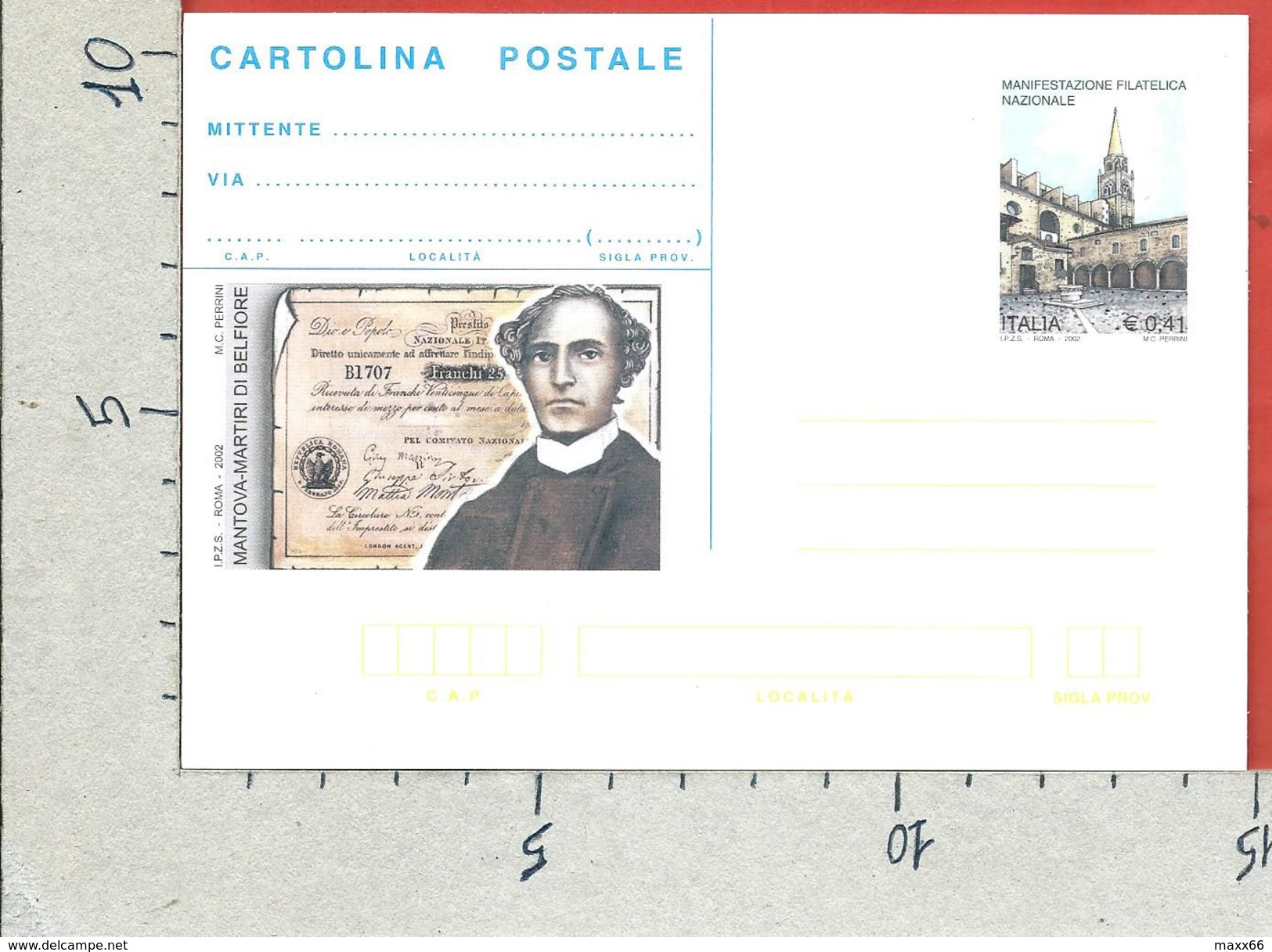 ITALIA REPUBBLICA CARTOLINA POSTALE MNH - 2002 - Martiri Di Belfiore - &euro; 0,41 - C--- - Interi Postali