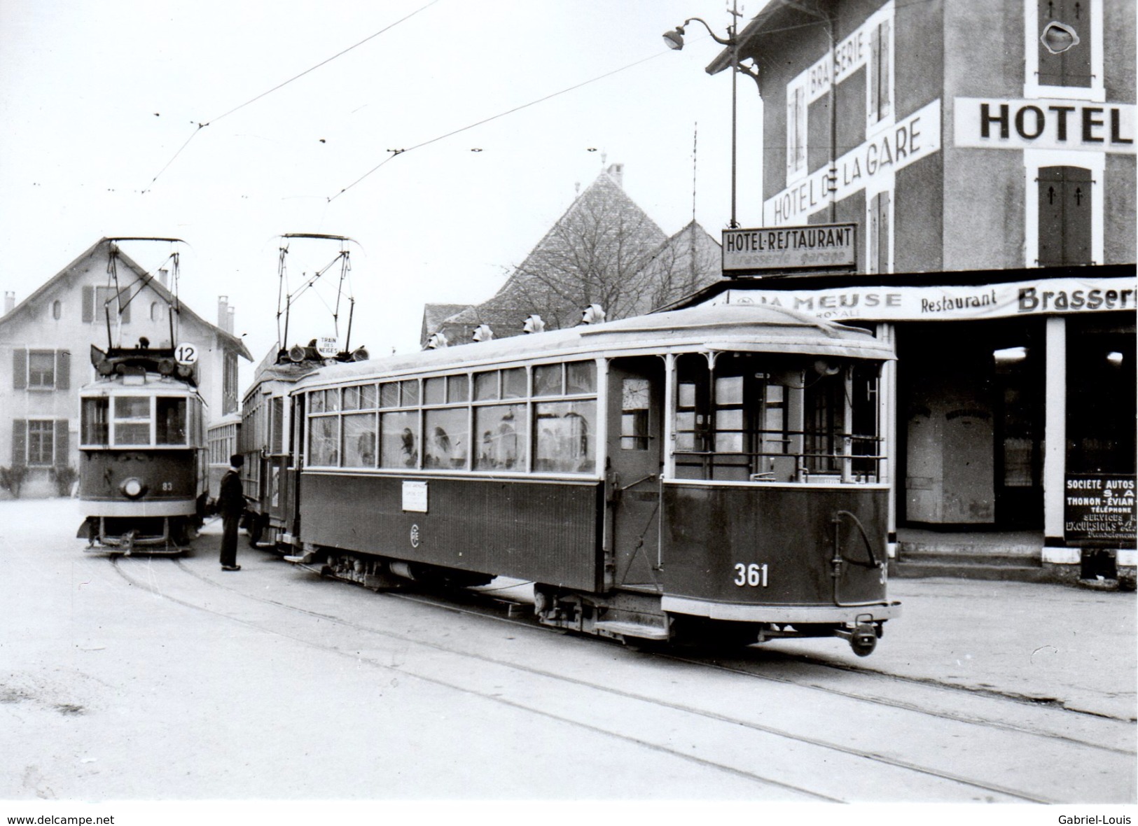 Reproduction: Annemasse, Place De La Gare, Ce 2/4 No 83 Et "train Des Neiges", Vers 1952, BVA - Tramways