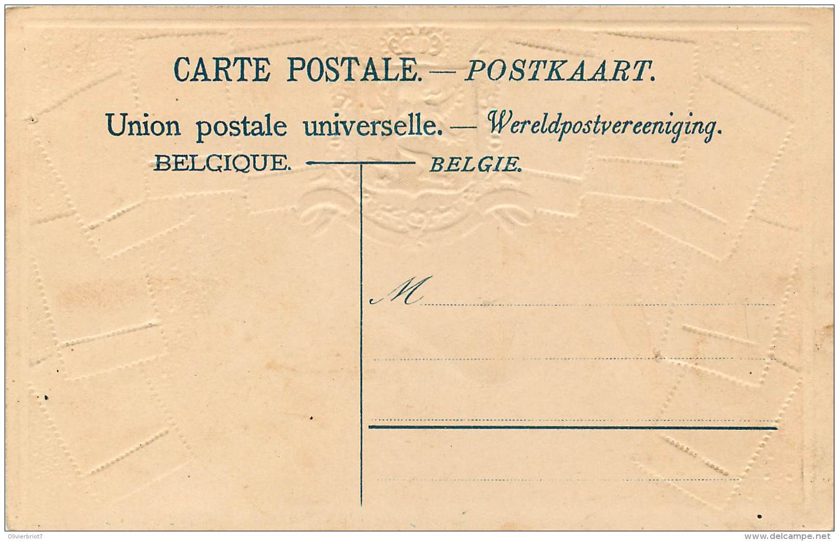 Sur Carte Postale - Timbres De Léopold II Grosse Barbe - Andere & Zonder Classificatie