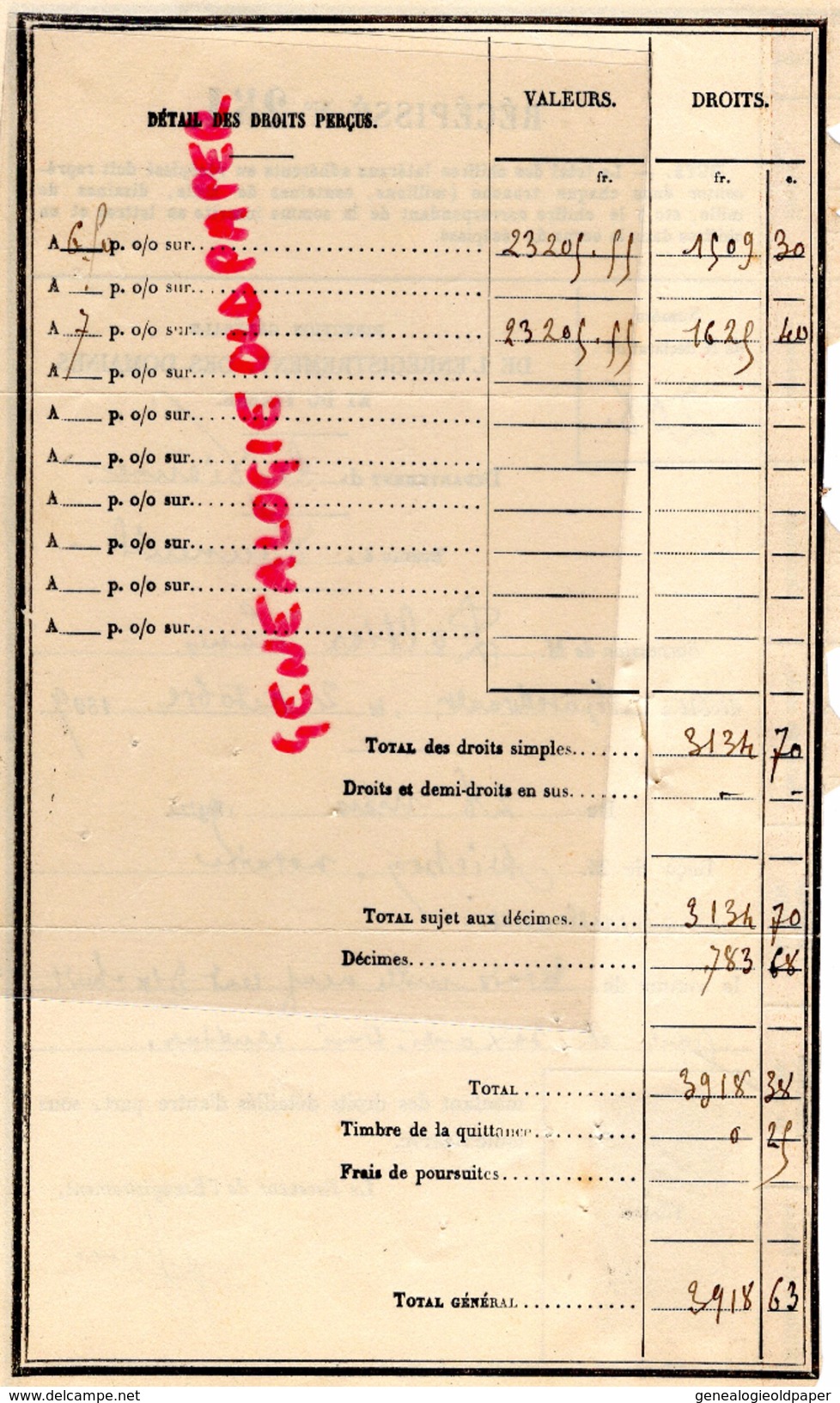 86- VOUNEUIL-- RECEPISSE ENREGISTREMENT DES DOMAINES ET DU TIMBRE- LOUIS PELTIER-1897- MICHON NOTAIRE A CHATELLERAULT - 1800 – 1899