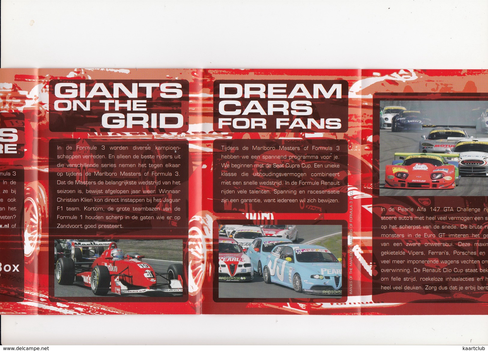 MARLBORO MASTERS Of FORMULA 3 -2003- Zandvoort, Holland - FERRARI, Robert Doornbos, PEARLE ALFA 147 GTA Etc. - Programmes