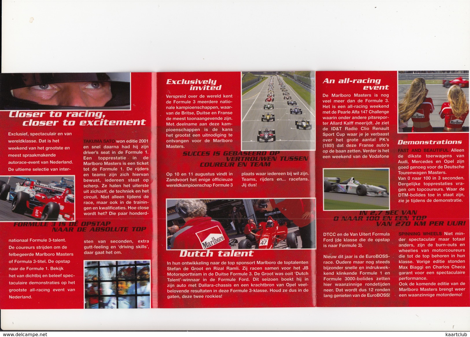 MARLBORO MASTERS Of FORMULA 3 -2002 - Zandvoort, Holland - FERRARI, Takumo  Sato, Formule FORD, RENAULT Etc - Programma's