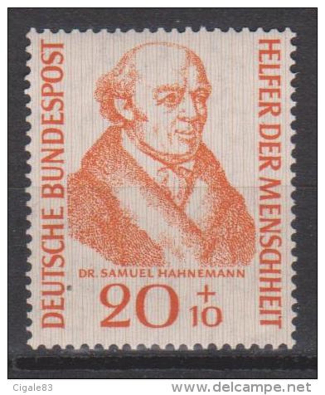 Allemagne RFA N° 100 *** Bienfaiteurs De L'Humanité : Docteur Samuel Hahnemann - 1955 - Ungebraucht