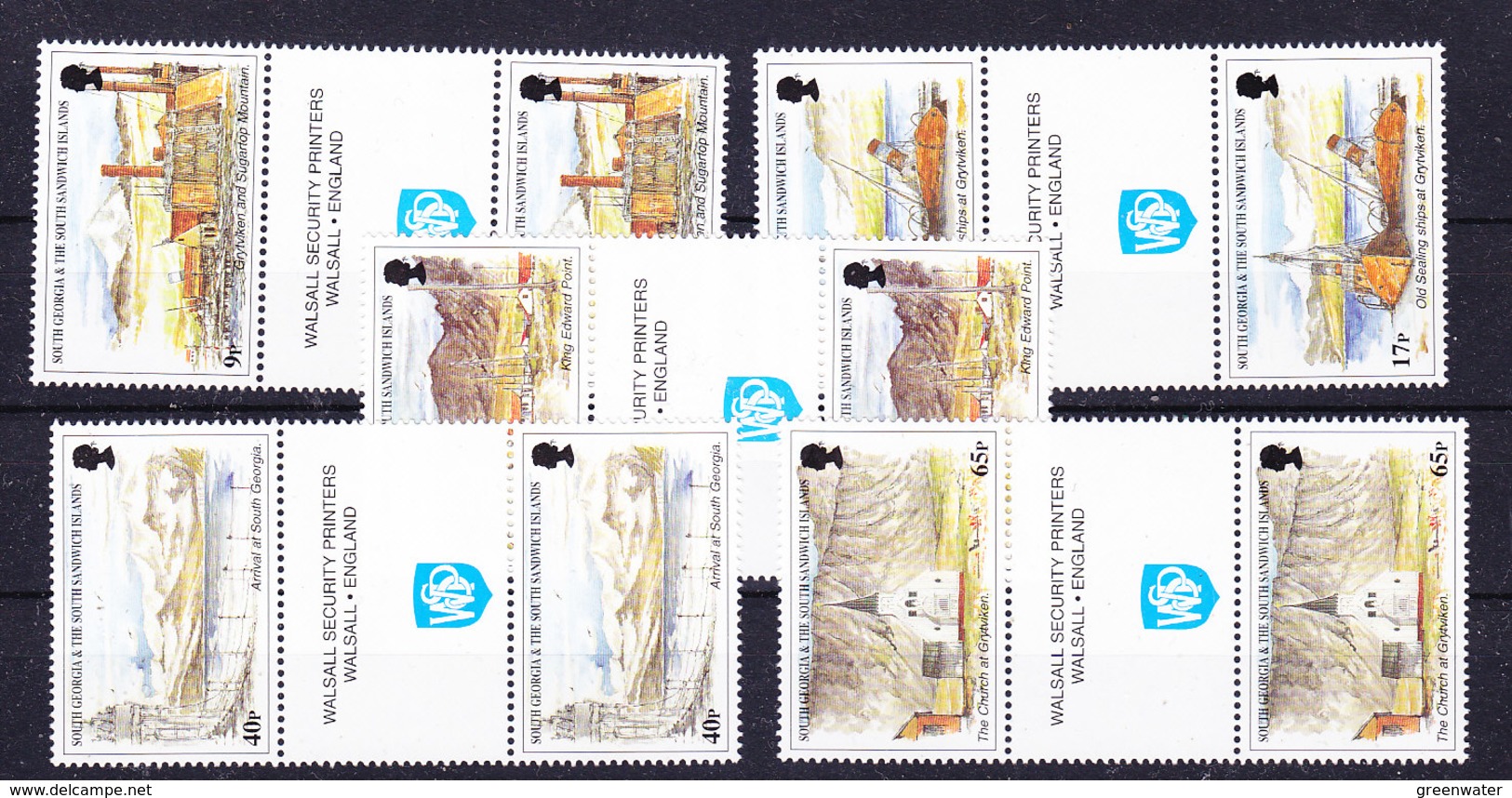 South Georgia 1999 Island Views 5v Gutter ** Mnh (35907) - Zuid-Georgia