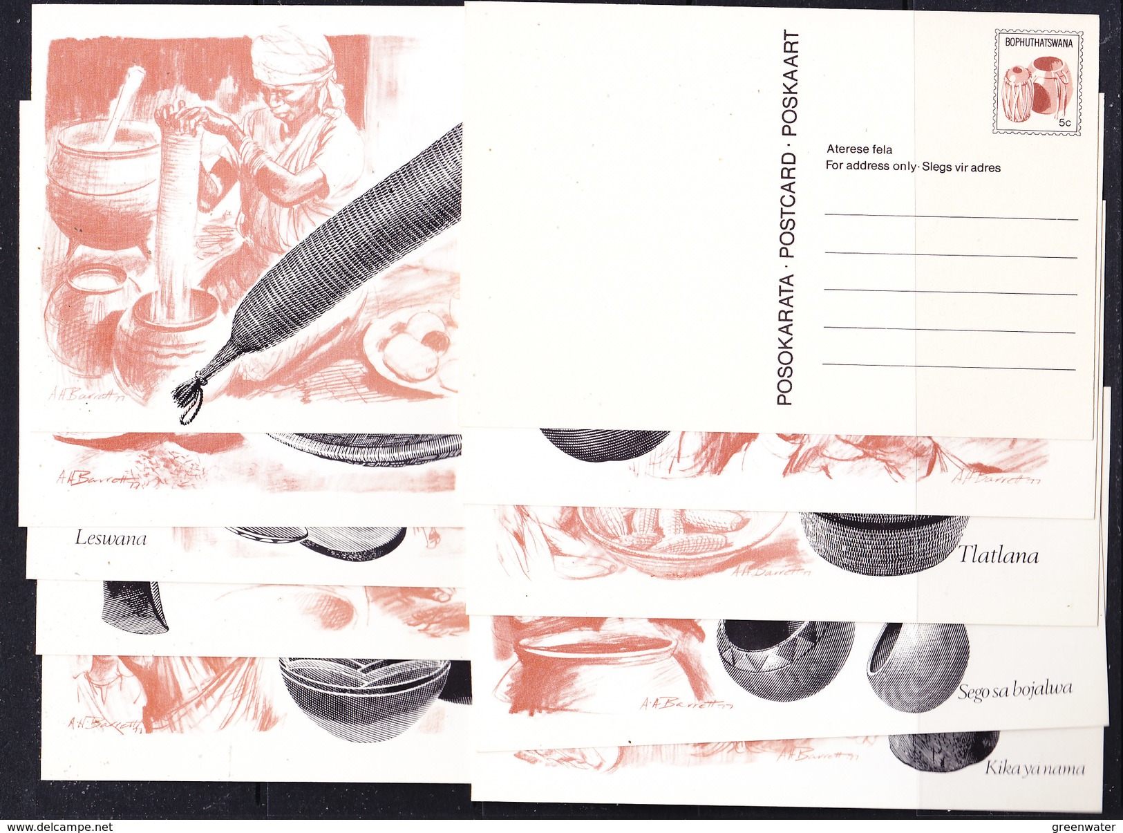 Bophuthatswana Postal Stationery 10 Different Cards Unused (35908) - Bophuthatswana