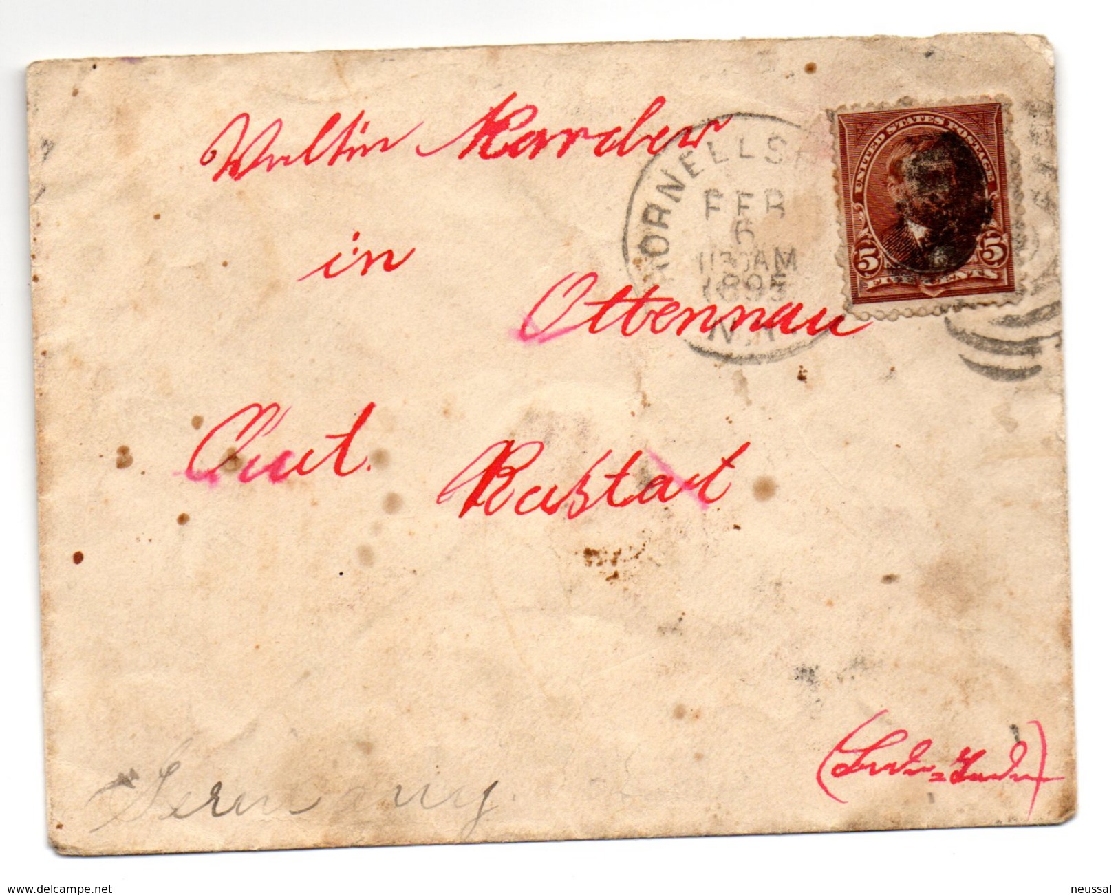 Carta Con Matasellos De Hornellsville  1895 - Cartas & Documentos