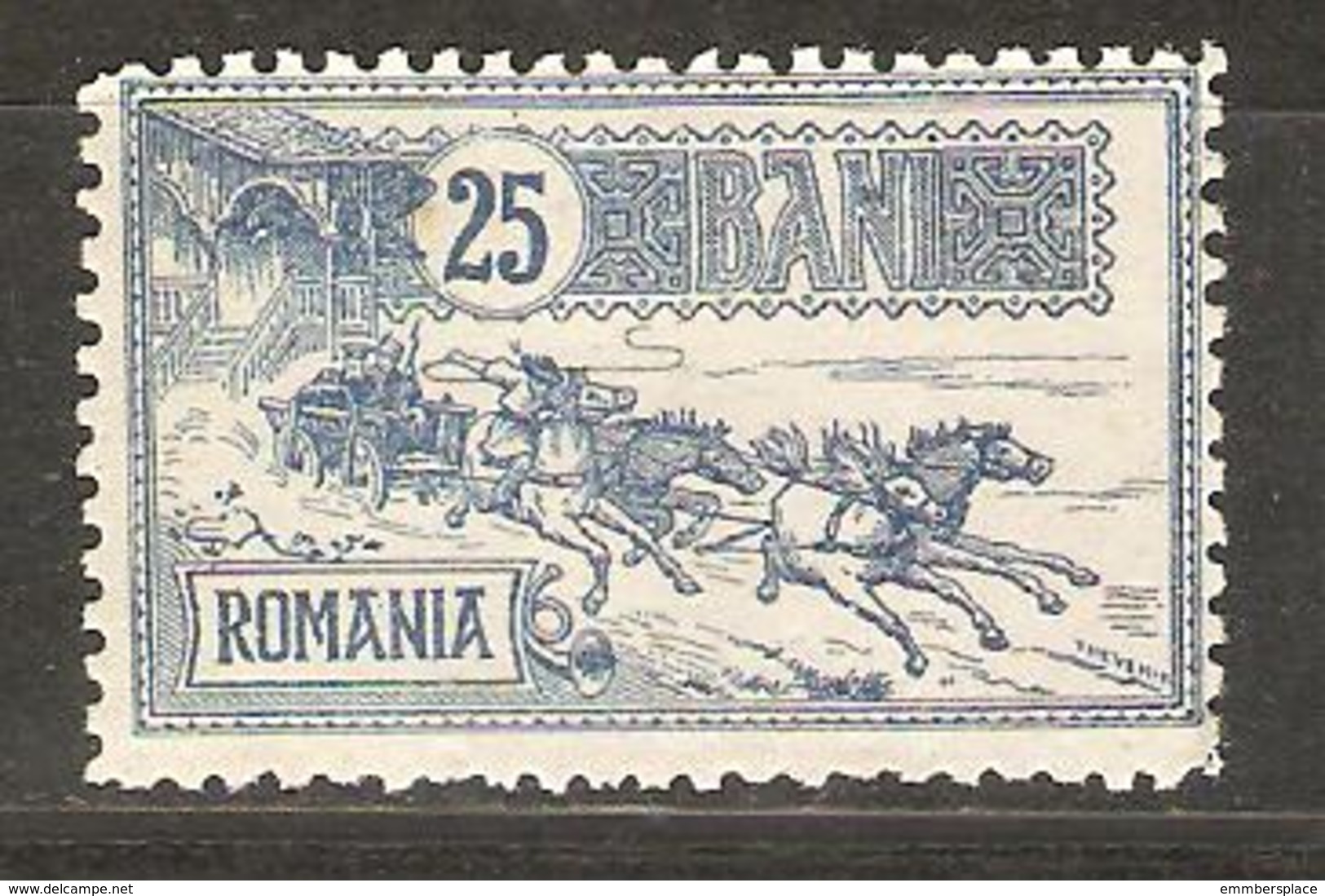 Romania - 1903 Mail Coach 25b MH *  SG 469 Sc 163 - Ungebraucht