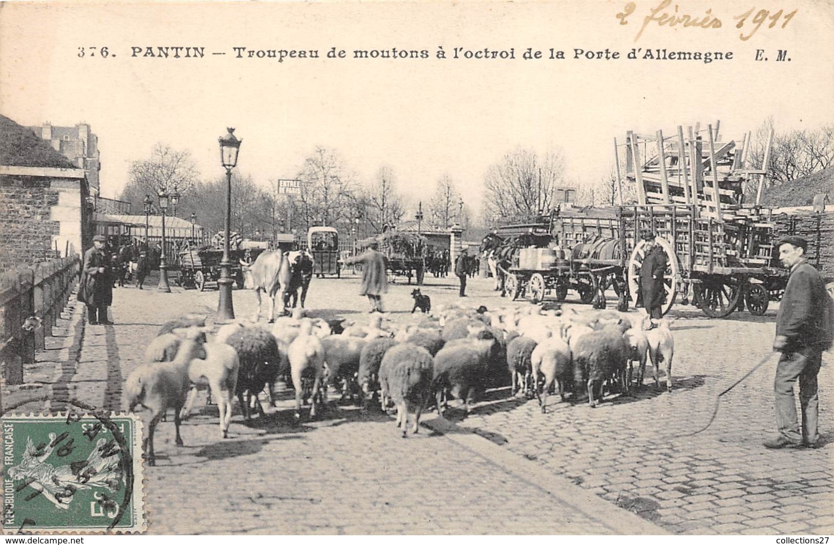 93-PANTIN- TROUPEAU DE MOUTONS A L'OCTROI DE LA PORTE D'ALLEMAGNE - Pantin