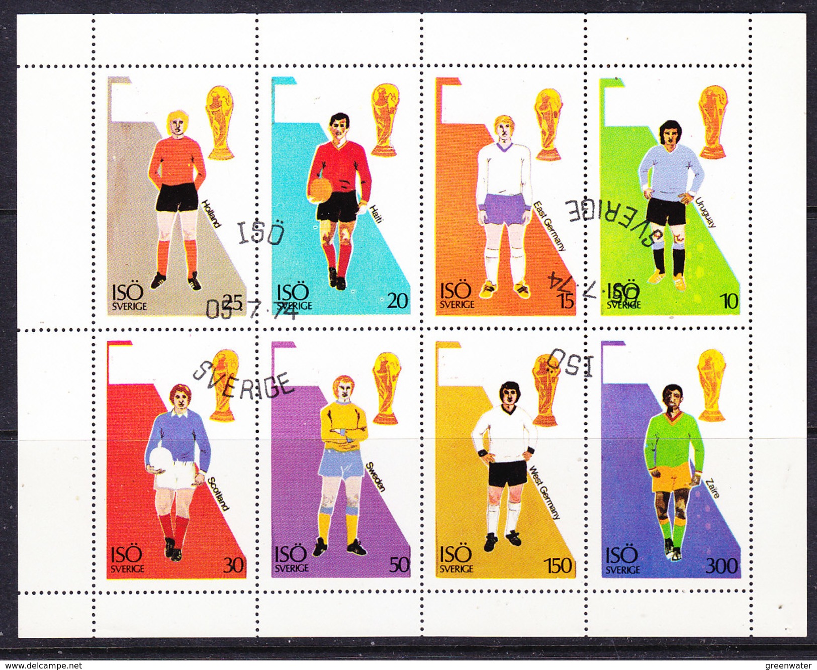 Iso / Swedish Local 1974 World Cup Football  8v In Sheetlet Used (F6449) - Fantasie Vignetten