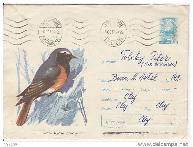 BIRDS, FINCH, COVER STATIONERY, ENTIER POSTAL, 1966, ROMANIA - Sperlingsvögel & Singvögel