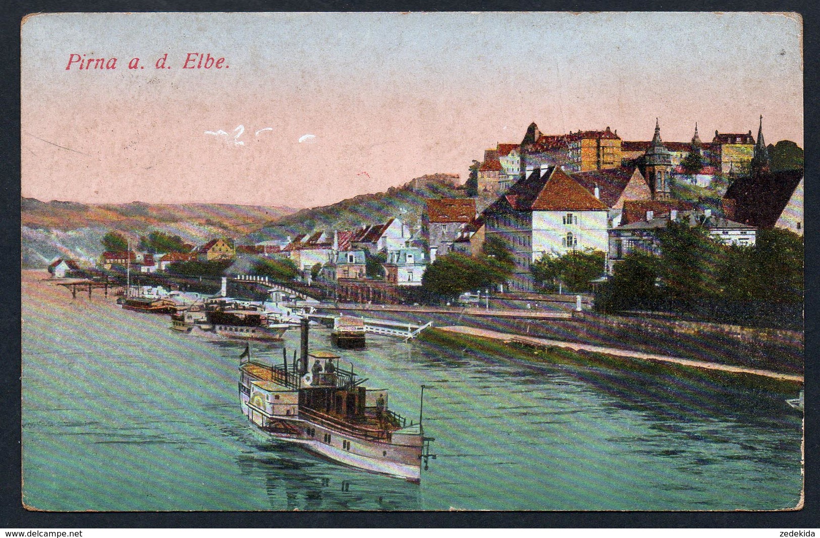 A4680 - Alte Ansichtskarte - Pirna - Elbeschifffahrt Schifffahrt Dampfer - Feldpost 1916 - Pirna