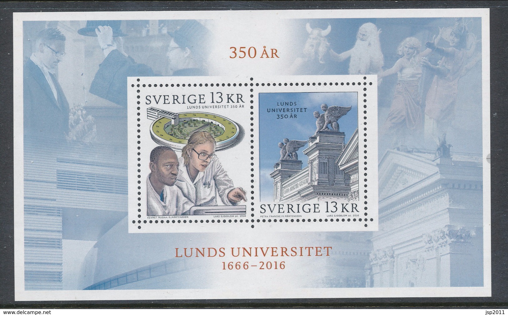 Sweden 2016. Facit # BL 45 (3143-2144) -  SS University Of Lund 350 Year. MNH (**) - Nuovi