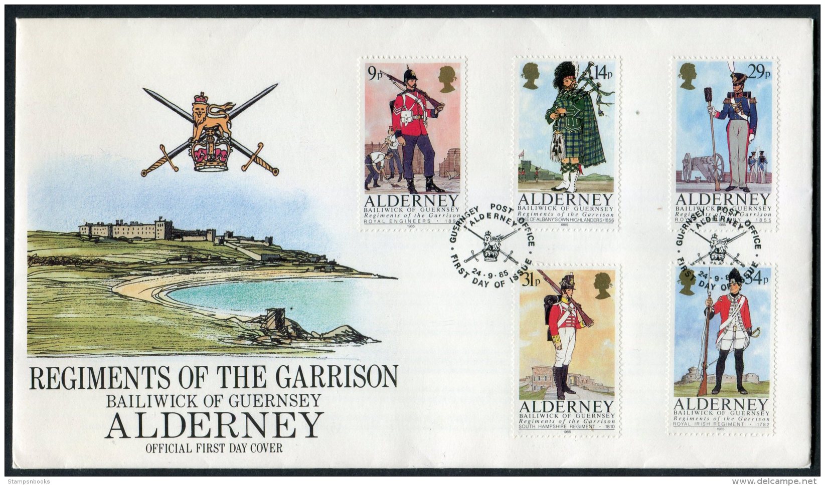 1985 Alderney Regiments First Day Cover / Army Uniforms FDC - Alderney