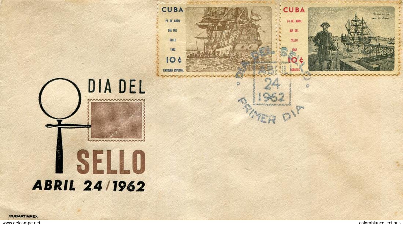 Lote SC839, Cuba, 1962, Sobre, Cover, FDC, Dia Del Sello, Naves, Sailboat - Non Classés