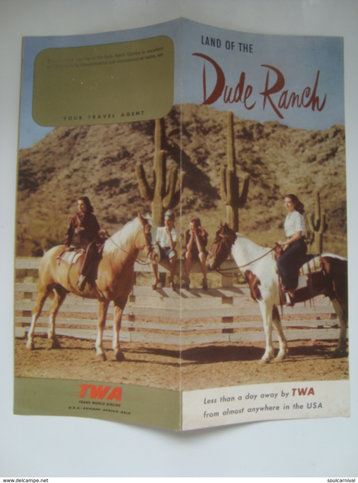 TWA. LAND OF THE DUDE RANCH - USA 50s AVIATION. 6 PAGES PAMPHLET. - Publicités