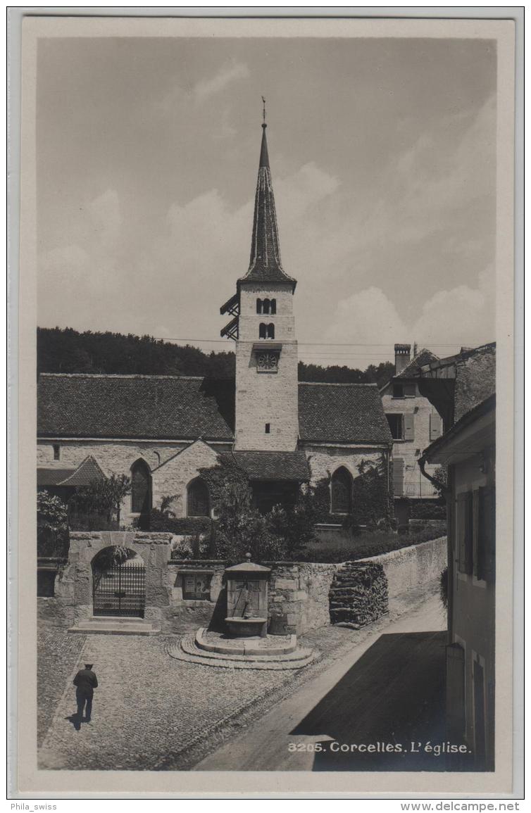 Corcelles - L'Eglise - Animee - Photo: Societe Graphique No. 3205 - Corcelles